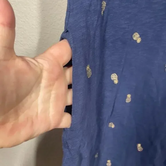 Boden 4 Leah Jersey T-Shirt Mini Dress Blue Cotton Pineapple Print Cap Sleeves - Picture 3 of 9